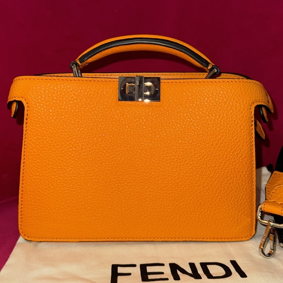 Fendi Cuoio Romano Vitello Cover Bi-Color Peekaboo I See U X Cross Satchel - Picture 2 of 16